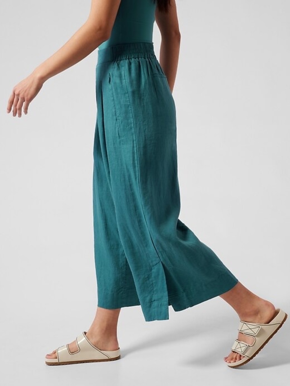 Athleta Linen Wide-Leg Crop Pants - Picture 2 of 8
